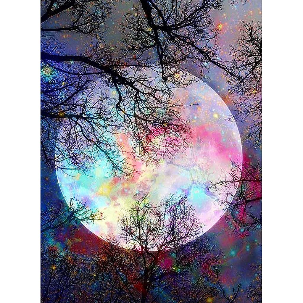 HASTHIP Diamond Painting Kit, 30 * 40cm Bright Moon Diamond Painting Kits, 5D Diamond Painting Kit for Adults & Kids, Art Wall Hangings Super Moon Night Scene for Home Wall Decor HASTHIP Diamond Painting Kit, 30 * 40cm Bright Moon Diamond Painting Kits, 5D Diamond Painting Kit for Adults & Kids, Art Wall Hangings Super Moon Night Scene for Home Wall Decor
